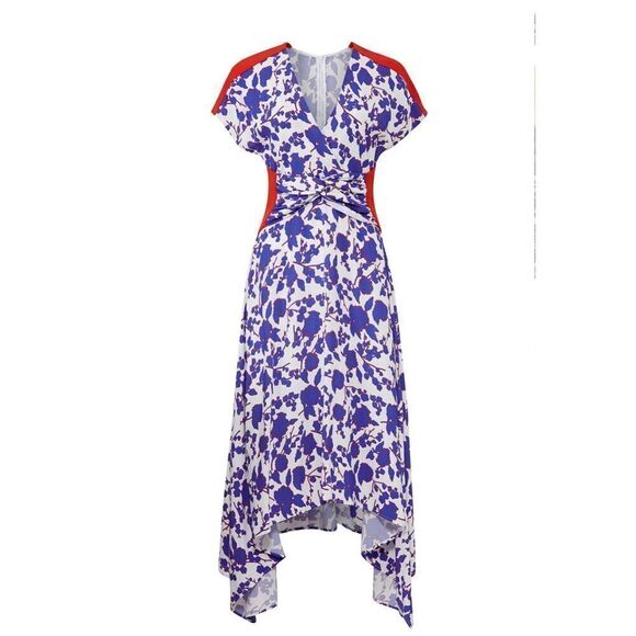 Pinko Floral Midi Dress in Blue & White Size 8 - Picture 12 of 12